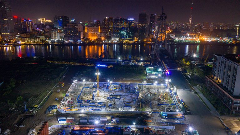 Công trình Khu phức hợp Sóng Việt – The Metropole Thủ Thiêm hoàn thành mốc 75% sàn tầng 1