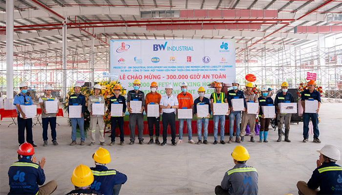 Tiếp nối thành công, dự án BW Hải Dương của hòa bình đạt 300.000 giờ an toàn