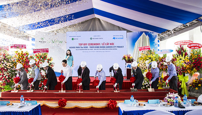 Hòa Bình cất nóc vượt tiến độ dự án Midori Park the View