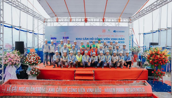 Hòa Bình cất nóc vượt tiến độ CT05A – Khu căn hộ công viên vịnh đảo Haven Park Residences