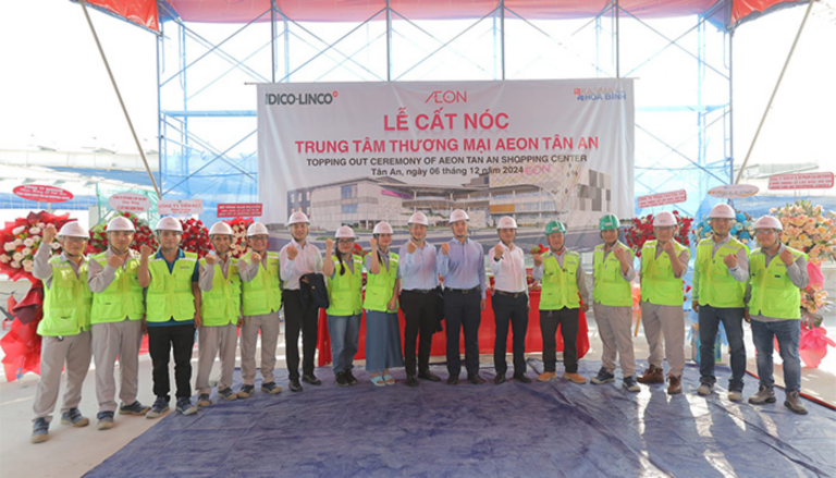 Aeon Tân An cất nóc vượt tiến độ