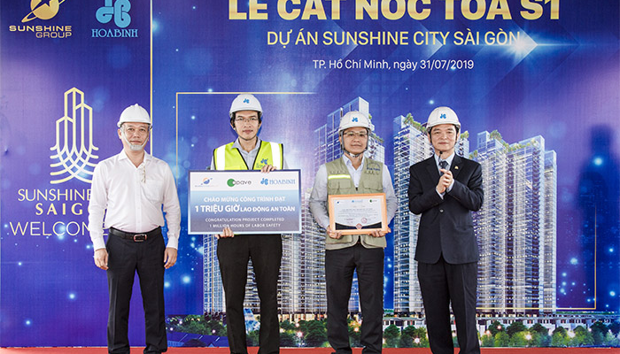 Tòa tháp S1 dự án SunShine City Sài Gòn do Hòa Bình thi công vượt tiến độ 35 ngày