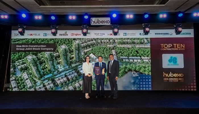 Hòa Bình vinh dự nhận giải thưởng “Top 10 Nhà thầu hàng đầu năm 2026”
